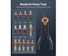 VEVOR Kniedžių veržlių įrankio rinkinys DY-8805A, 42 cm, oranžinis / juodas, su 13 įtvarų ir 130 veržlių