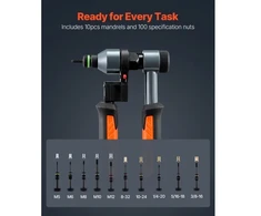 VEVOR Kniedžių veržlių įrankio rinkinys DY-8809, 21 cm, oranžinis / juodas, su 10 antgalių ir 100 veržlių