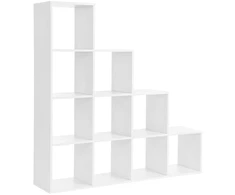 Songmics Knygų lentyna, balta, 10 kubinių skyrių, 129,5 x 29 x 129,5 cm