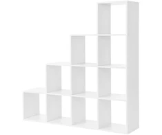 Songmics Knygų lentyna, balta, 10 kubinių skyrių, 129,5 x 29 x 129,5 cm