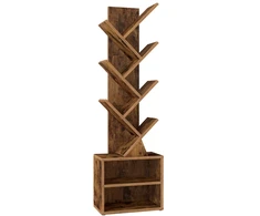 Koduva Knygų lentyna medžio formos, 20,3 x 38 x 123,2 cm, medžio drožlių plokštė, sendinta ruda