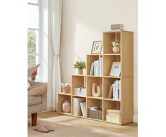 Songmics Knygų lentyna su 10 skyriais, 29 x 129,5 x 129,5 cm, ąžuolo smėlio spalvos