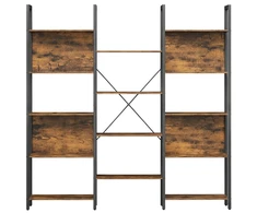 Songmics Knygų lentyna su 14 lentynų, metalinis rėmas, 158 x 24 x 166 cm, ruda-juoda
