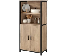 Songmics Knygų lentyna su 2 atvirais skyriais, reguliuojamomis lentynomis, 60 x 35 x 124,5 cm, ruda-juoda