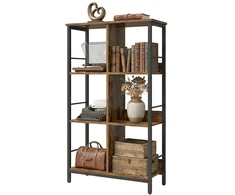Songmics Knygų lentyna su 3 aukštais ir 6 skyriais, 30 x 60 x 114 cm, ruda-juoda