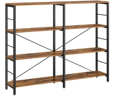 Songmics Knygų lentyna su 4 lentynomis, 30 x 120 x 109,4 cm, medžio drožlių plokštė ir plienas
