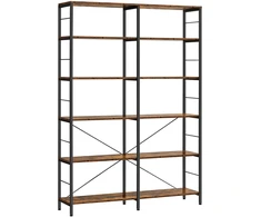 Koduva Knygų lentyna su 6 lentynomis, 30 x 120 x 172,5 cm, medžio drožlių plokštė ir plienas, ruda-juoda