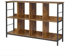 Songmics Knygų lentyna su 8 skyriais, 2 aukštų, ruda-juoda, 33 x 132,6 x 80 cm
