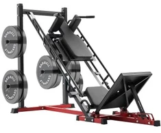 VEVOR Kojų preso ir hack squat treniruoklis HM1904, juoda / raudona, 215 x 147 x 123 cm