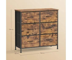 Koduva Komoda su 6 medžiaginiais stalčiais, ruda-juoda, 30 x 76,7 x 73,7 cm