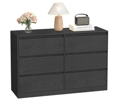 Koduva Komoda su 6 stalčiais, 40 x 119,4 x 75 cm, medžio drožlių plokštė ir MDF, juoda