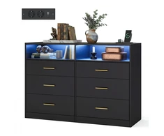 Koduva Komoda su 6 stalčiais, juoda, medžio drožlių plokštė ir MDF, 40 x 119 x 81,1 cm