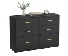 Koduva Komoda su 6 stalčiais, juoda, medžio drožlių plokštė ir MDF, 40 x 119 x 78 cm