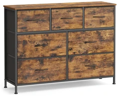 Koduva Komoda su 7 medžiaginiais stalčiais, 30 x 98,8 x 73,7 cm, ruda-juoda