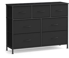 Koduva Komoda su 7 medžiaginiais stalčiais, plienas ir MDF, 30 x 98,8 x 73,7 cm, juoda