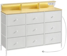 Koduva Komoda su 9 stalčiais ir LED apšvietimu, 33,5 x 114 x 84 cm, balta