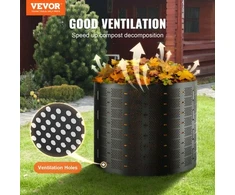 Koduva Komposto dėžė VEVOR, HDPE, juoda, 1000 l, 335 x 90 cm