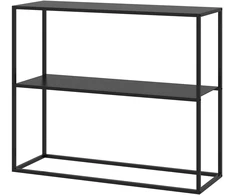 Koduva Konsolinis stalas, juodas, 90 x 30 x 75 cm, 2 aukštai, milteliniu būdu dažytas plienas