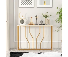 Koduva Konsolinis staliukas 110x30x80 cm baltas aukso spalvos