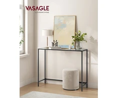 Koduva Konsolinis staliukas iš metalo ir stiklo, juodas, 100 x 35 x 80 cm