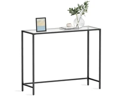 Koduva Konsolinis staliukas iš metalo ir stiklo, juodas, 100 x 35 x 80 cm