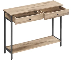 Songmics Konsolinis staliukas su 2 stalčiais, 30 x 100 x 80 cm, camel rudos ir juodos spalvos