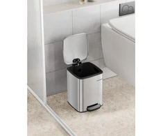 Koduva Kosmetinė pedalų šiukšliadėžė, 6 l, plieno, metalo sidabro spalvos, 23,9 x 19,3 x 25,5 cm