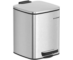 Koduva Kosmetinė pedalų šiukšliadėžė, 6 l, plieno, metalo sidabro spalvos, 23,9 x 19,3 x 25,5 cm