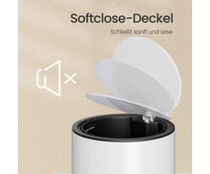 Koduva Kosmetinė šiukšliadėžė su dangčiu, 3 l, balta, iš plienu dengto plieno, su „Softclose“