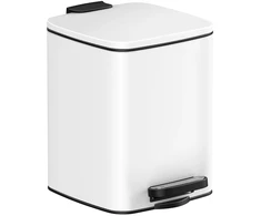 Koduva Kosmetinė šiukšliadėžė su pedalu, 6 l, balta, plieninė, 23,9 x 19,3 x 25,5 cm
