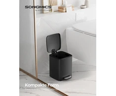 Koduva Kosmetinė šiukšliadėžė su pedalu, 6 l, juoda, plieninė, 23,9 x 19,3 x 25,5 cm
