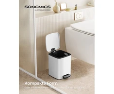 Koduva Kosmetinė šiukšliadėžė su pedalu, 6 l, balta, plieninė, 23,9 x 19,3 x 25,5 cm