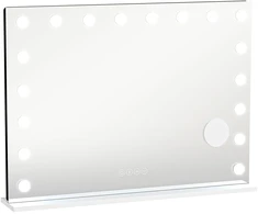 Koduva Kosmetinis veidrodis su 18 LED lempų, 3 spalvų režimai, RGB apšvietimas, Bluetooth garsiakalbis, 10x didinimas, baltas