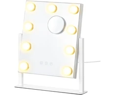 Koduva Kosmetinis veidrodis su apšvietimu, matinis baltas, stiklas ir MDF, 6,5 x 30,5 x 36 cm