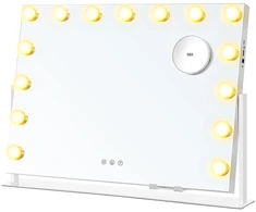 Koduva Kosmetinis veidrodis su apšvietimu, 15 LED lempučių, 58 x 43 cm, matinės baltos spalvos