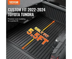 VEVOR Krovininės platformos kilimėlis Toyota Tundra 2022-2024, TPE, juodas, 165 x 155 cm