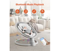 VEVOR Kūdikių sūpynės BB702A, 5 greičių, su nuotoliniu valdymu, Bluetooth, iki 9kg