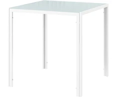 Koduva Kvadratinis valgomojo stalas 4 asmenims, grūdinto stiklo stalviršis, baltas, 75 x 75 x 75 cm