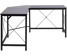 Koduva L formos kampinis rašomasis stalas, MDF, juodas, 150 x 150 x 76 cm