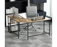 Koduva L formos stalas 138x138cm su 2 lentynomis