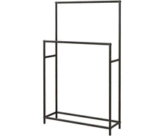 Koduva Laisvai pastatomas rankšluosčių laikiklis su 2 skersiniais, juodas, 66 x 20 x 110 cm