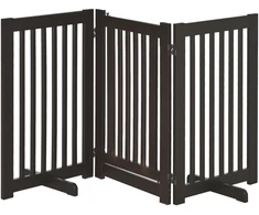 Koduva Laisvai pastatomi apsauginiai varteliai šunims, 3 panelės, MDF, tamsiai rudi, 155 x 76 cm
