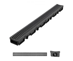 Koduva Latakinis drenažo kanalas VEVOR, 5 vnt., HDPE, juodas, 1005 x 103 x 62 mm