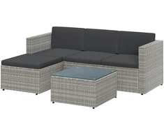 Koduva Lauko baldų komplektas iš PE poliratano, 3 vietų sofa, staliukas ir pakojis, pilkas
