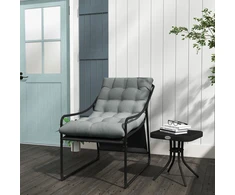 Koduva Lauko lounge kėdė, storas paminkštinimas, nerūdijančio plieno rėmas, 62 x 110 x 88 cm, pilka / juoda