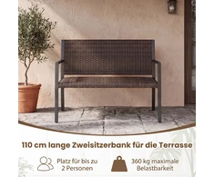 Koduva Lauko loveseat sofa, rudos spalvos, PE rotangas