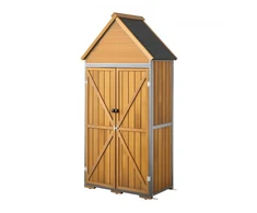VEVOR Lauko sandėliavimo spinta SC-04, medžio ir metalo, ruda, 112 x 170 cm