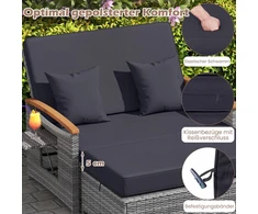 Koduva Lauko sofa su pufu ir daiktadėže, 2 vietų, juoda