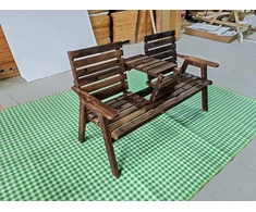 Koduva Lauko suolas su atlenkiamu centriniu staliuku, medinis, 153 x 64 x 84 cm