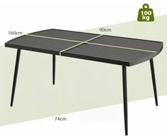Koduva Lauko valgomojo stalas, metalas, juodas, 160 x 90 x 74 cm, anga skėčiui 4 cm